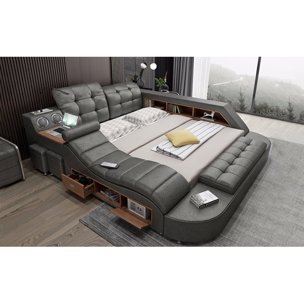 Jubilee Modern/contemporary design Hariana Tech Smart Ultimate Italian Leather Bed Tufted Low